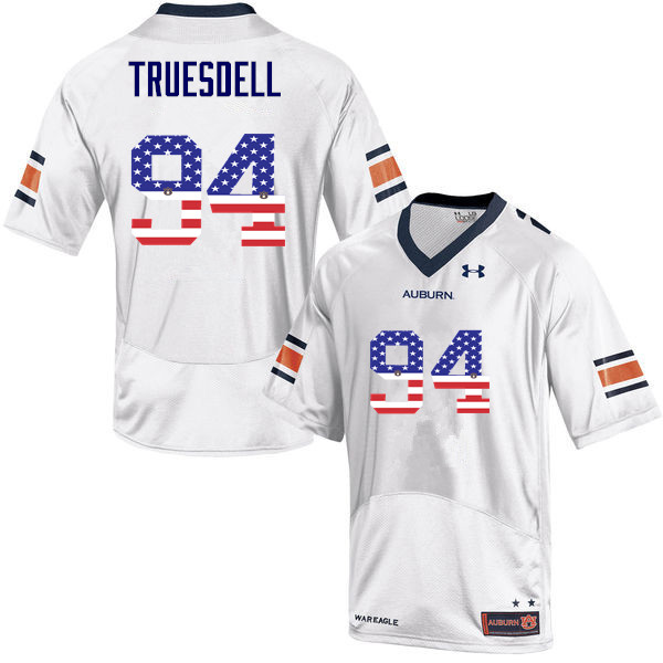 Men #94 Tyrone Truesdell Auburn Tigers USA Flag Fashion College Football Jerseys-White